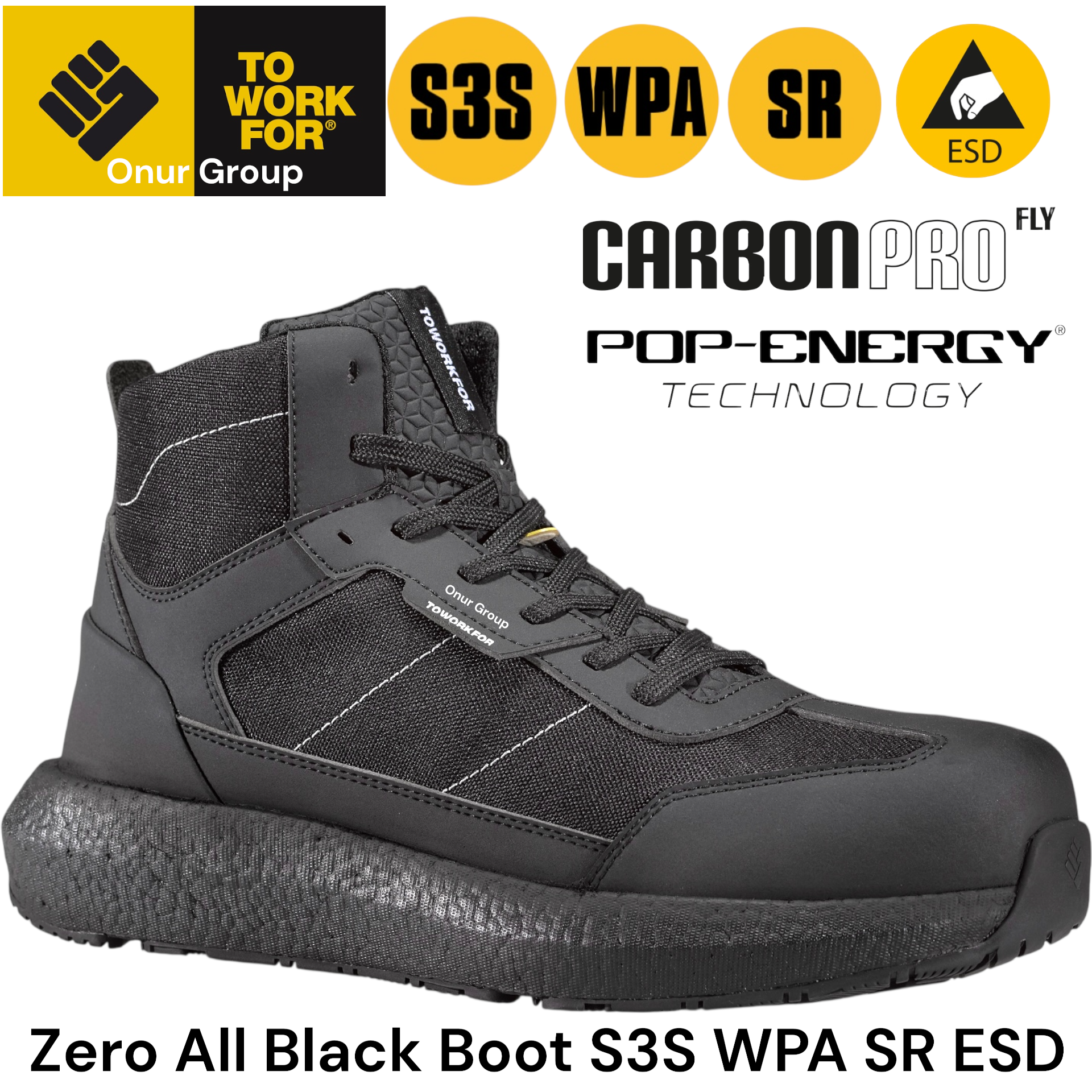 TOWORKFOR ZERO ALL BLACK BOOT S3 SRC ESD