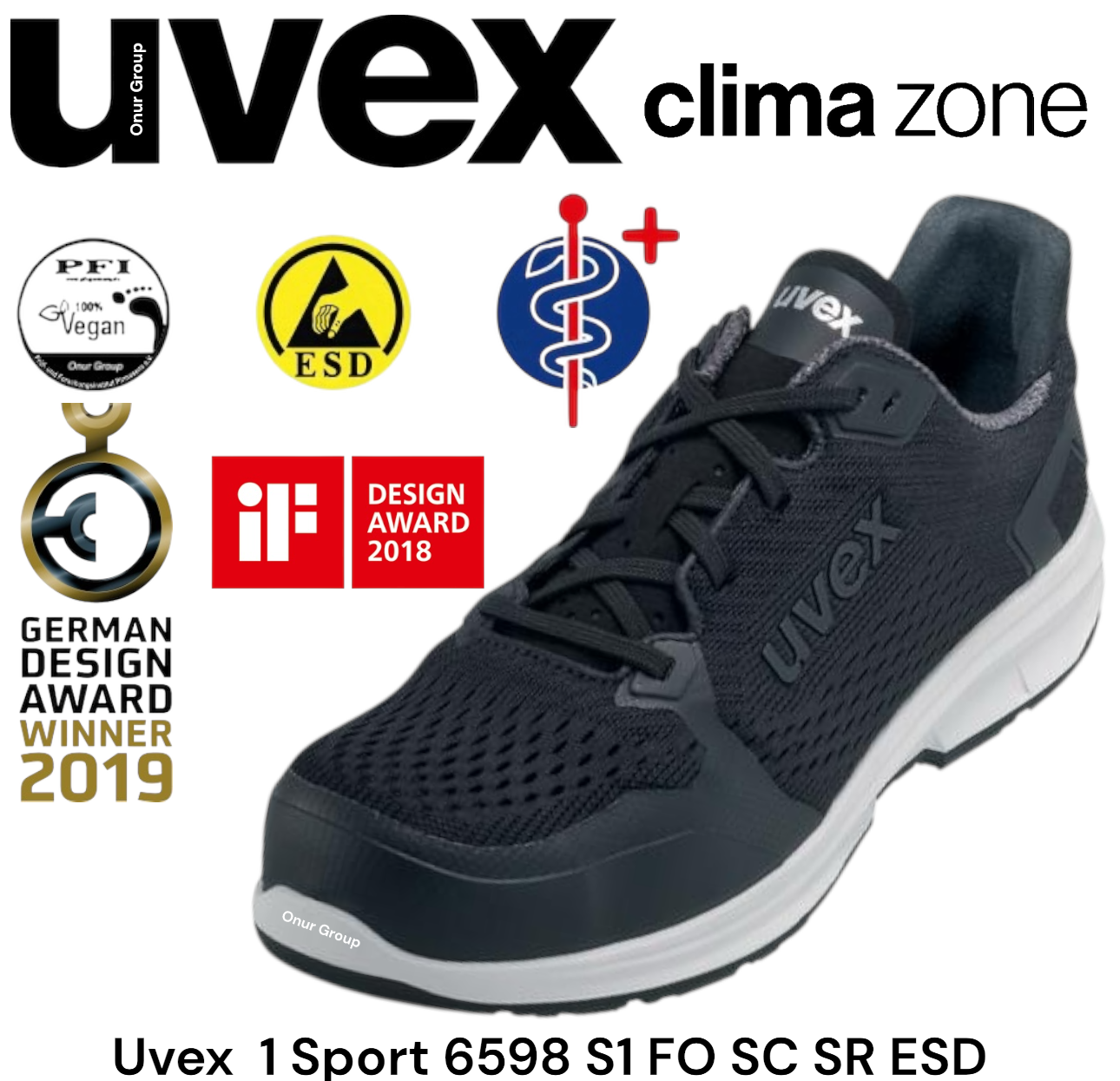 Uvex 1 Sport 6598 S1 FO SC SR ESD çok hafif, çok amaçlı S1 koruyucu ayakkabı sentetik özellikleri sayesinde krom alerjisi olanlar için uygun tüm taban malzemeleri silikon, plastikleştirici ve boyanın ıslatıcılığını azaltan diğer bileşenlerin bileşenleridir. ortopedik uyarlamalara ve uvex medicare + iç tabanlarına uygundur Uvex 1 Sport 6598 S1 FO SC SR ESD iş ayakkabısı EN ISO 20345:2011'e göre S1 koruma sınıfındadır ve mükemmel kayma yeteneğine sahip olduğunu belirten ek işaret taşır ( FO ) 35 megaohm'un kaçak direnciyle ESD gerekliliklerini karşılar %100 metal koruma uvex xenova® koruması; , anatomik biçimli, ısıyı iletmeyen ve iyi yanal dayanıklı kararlılığa mükemmel kayma dirençli, çift dayanıklı poliüretandan üretilmiş, ergonomik dış taban Uvex 1 Sport 6598 S1 FO SC SR ESD iş ayakkabısı yeni esnek kalıp ve iklimlendirmeli, hava alabilen özellikler sayesinde üstün ısıdan nokta baskılarını ortadan kaldırmak için yüksek teknolojiye sahip mikro velur.