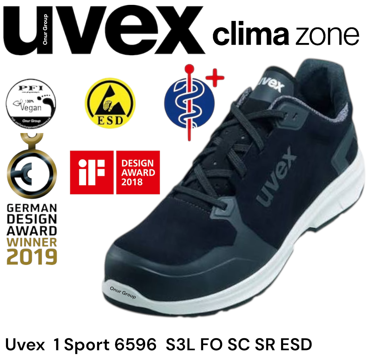 Uvex 1 Sport 6596 S3L FO SC SR ESD çok hafif, çok amaçlı S3L koruyucu ayakkabı sentetik kauçuk seçenekleri krom alerjisi için uygun tüm taban malzemeleri silikon olanlar, plastikleştirici ve boyanın ıslatıcılığını azaltan diğer maddelerin bileşenlerinin cinsidir. ortopedik uyarlamalara ve uvex medicare + iç tabanlarına uygundur Uvex 1 Sport 6596 S3L FO SC SR ESD iş ayakkabısı EN ISO 20345:2011'e göre S1 koruma sınıfındadır ve mükemmel kaymane sahip olup olmadığını ek işaret edebilir ( FO ) 35 megaohm'un kaçak bulduğuyla ESD gerekliliklerini karşılar %100 metal uvex xenova® burun; , anatomik biçimli, ısıyı iletmeyen ve iyi yanal kararlılığa dayanıklı, mükemmel kayma dirençli, çift dayanıklı poliüretandan üretilmiş, ergonomik dış taban Uvex 1 Sport 6596 S3L FO SC SR ESD iş ayakkabısı yeni esnek kalıp ve iklim koşullarına sahip, hava alabilen kompakt özellikler sayesinde üstün dayanıklılık baskı noktalarını ortadan kaldırmak için yüksek teknolojili mikro velur üretilmiştir.