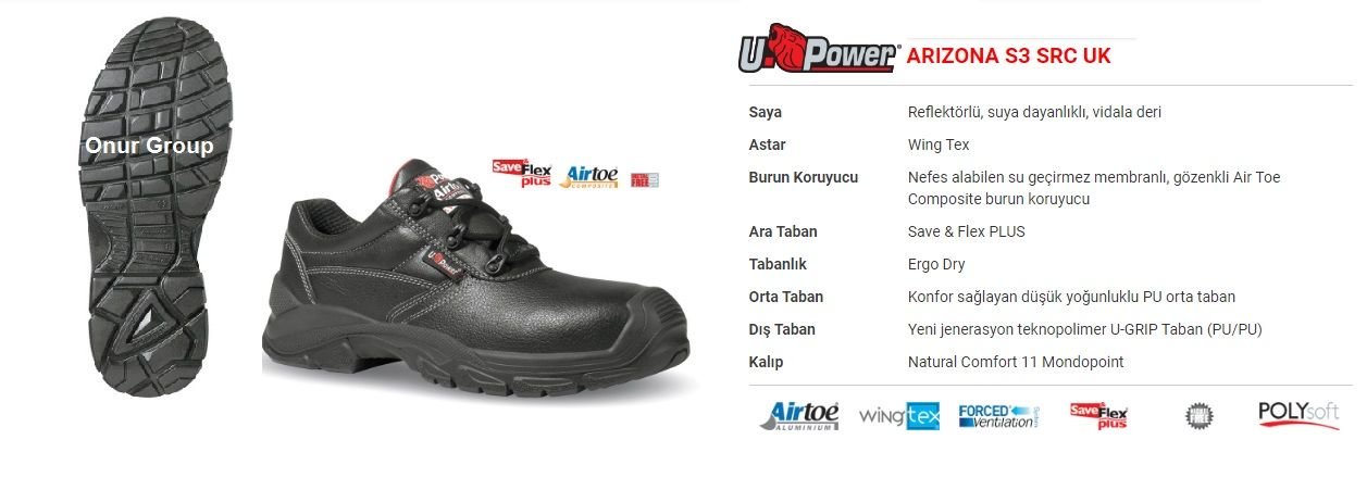 U Power Arizona S3 SRC UK İtalyan İş Ayakkabısı