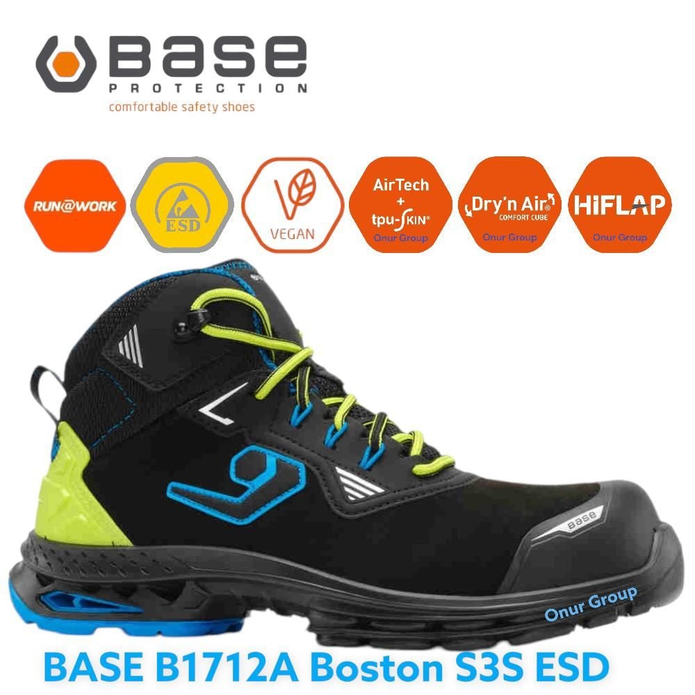 Base B1712A Boston S3S ESD SC LG FO SR İtalyan İş Güvenliği Botu