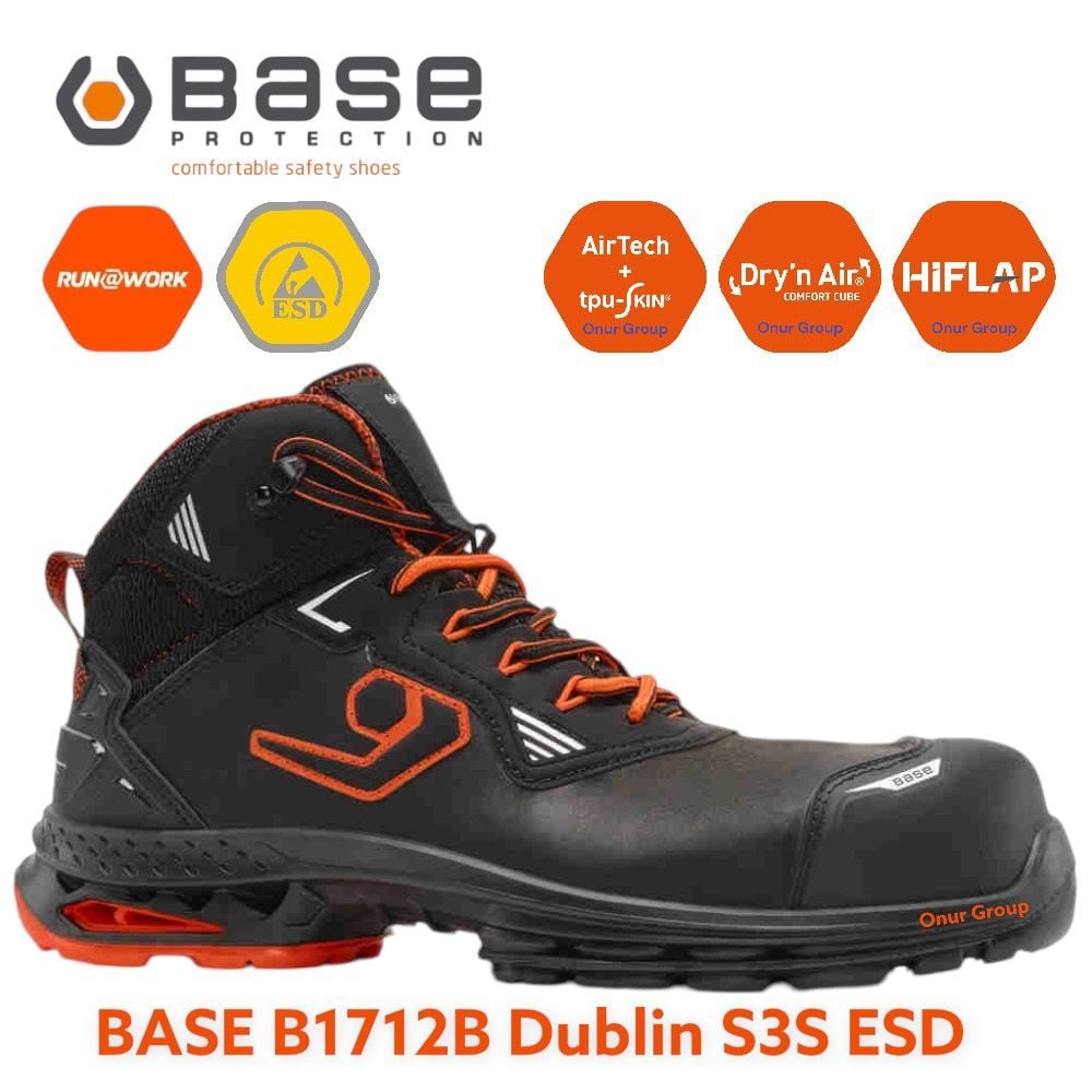 Base B1712B Dublin S3S ESD SC LG FO SR İtalyan İş Güvenliği Ayakkabısı