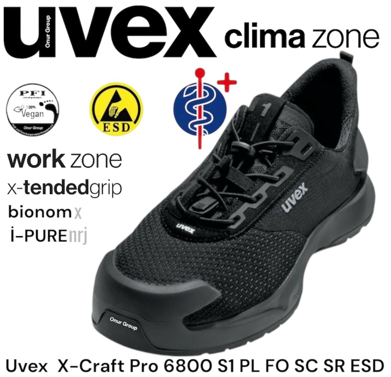 Uvex 6800 X-Craft Pro S1 PL FO SC SR ESD İş Ayakkabısı