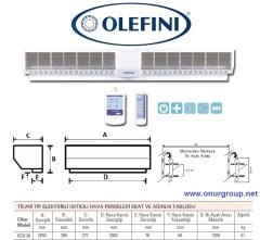 Olefini KEH-38 Ticari Tip  Isıtıcılı Hava Perdesi