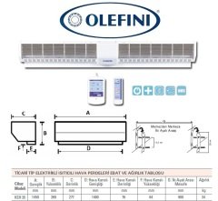 Olefini KEH-35 Ticari Tip Isıtıcılı Hava Perdesi 140 cm