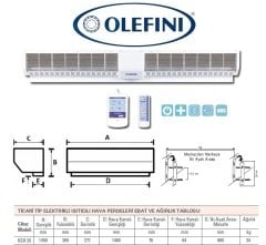 Olefini KEH-35 Ticari Tip Isıtıcılı Hava Perdesi 140 cm