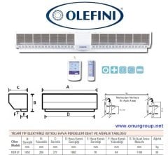 Olefini KEH-37 Ticari Tip Isıtıcılı Hava Perdesi 180 cm