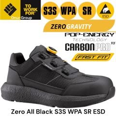 Toworkfor Zero All Black Fast Fit | S3S | WPA | SR | ESD İş Ayakkabısı