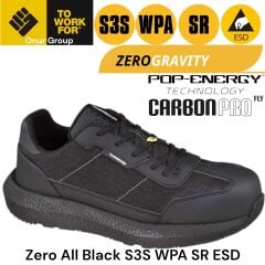 Toworkfor Zero All Black | S3S | WPA | SR | ESD İş Güvenliği Ayakkabısı