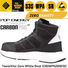 Toworkfor Zero White Boot S3S | WPA | SR | ESD İş Güvenliği Botu
