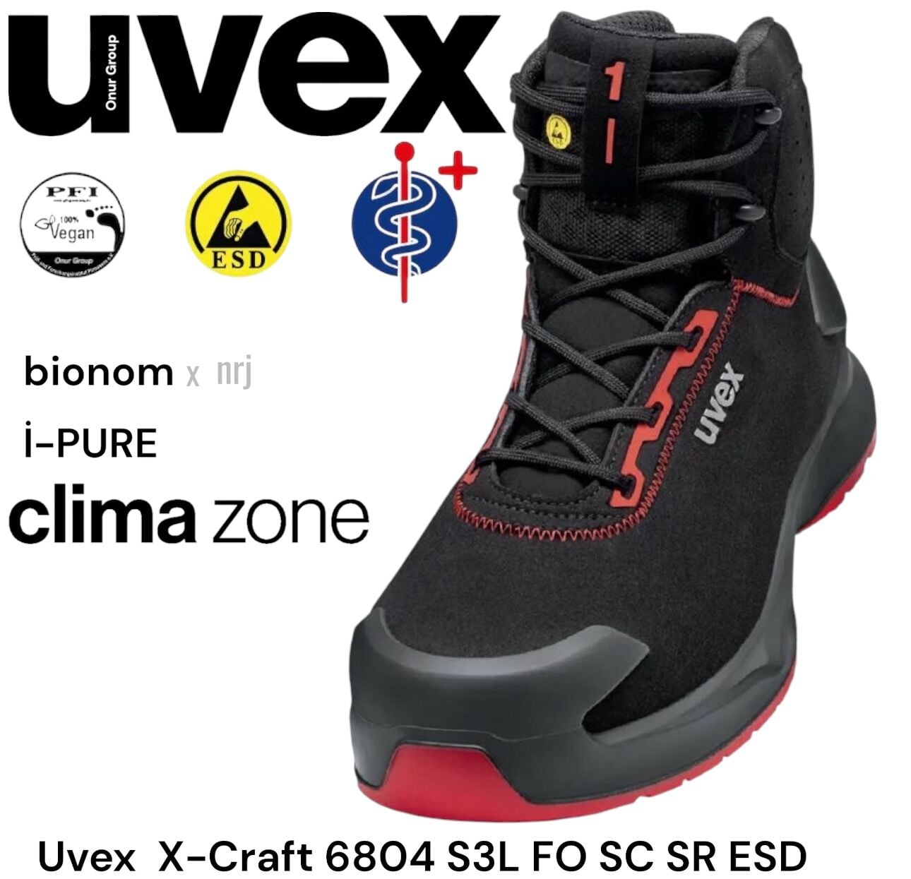Uvex 6804 X-Craft S3L FO SC SR ESD İş Güvenliği Botu