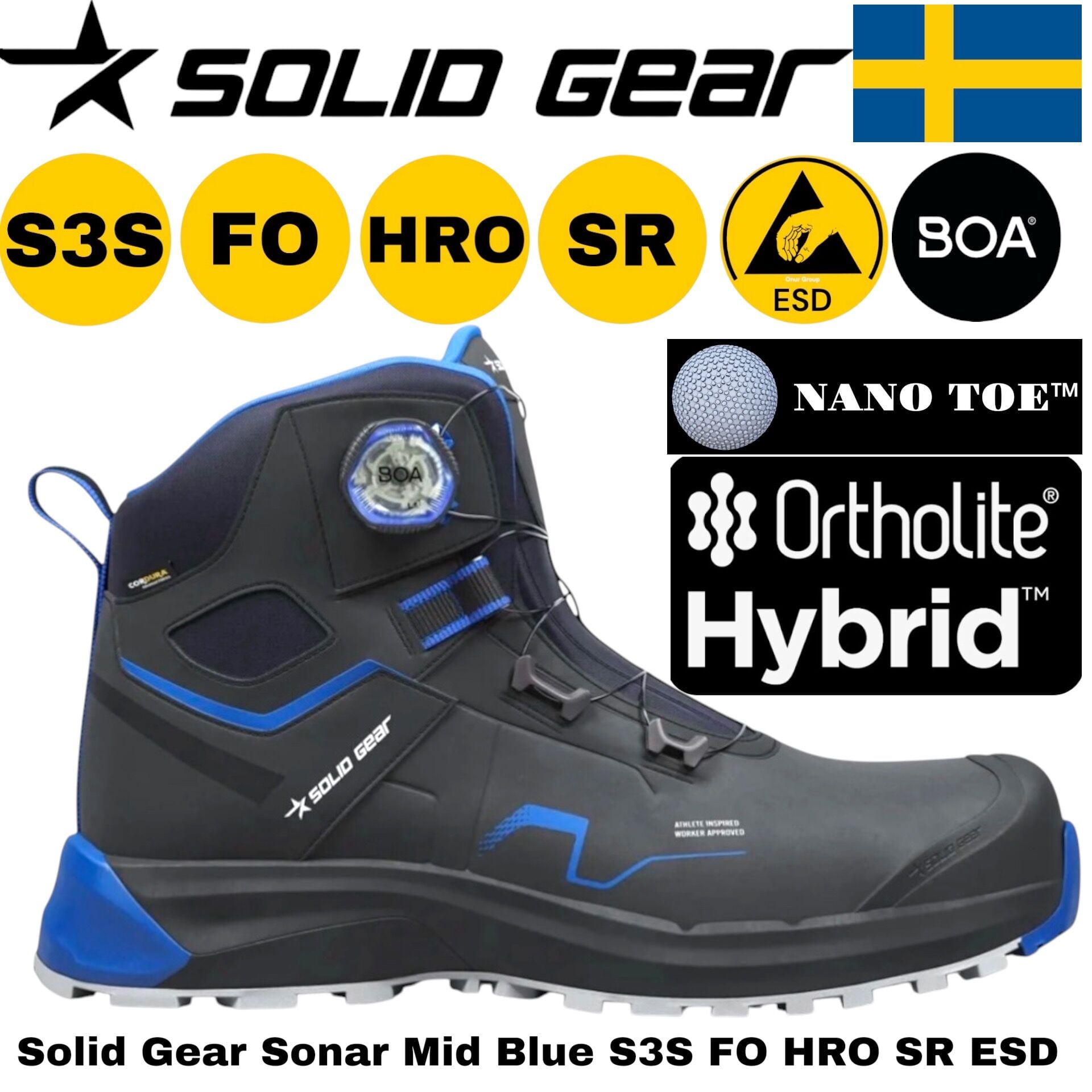 Solid Gear Sonar Mid Blue S3S FO HRO SR ESD